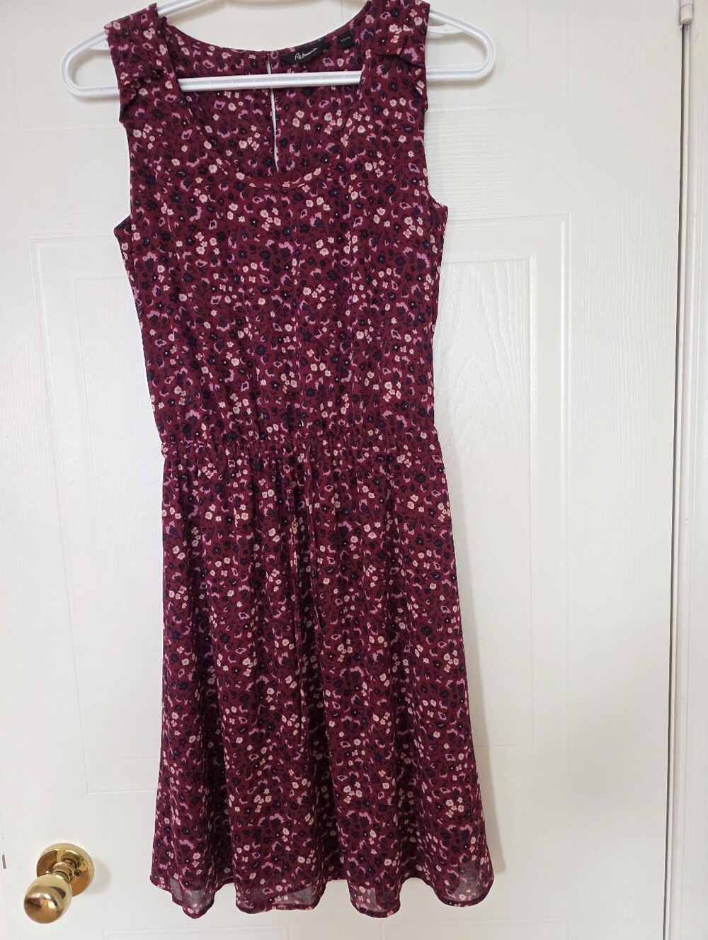 Reitmans Floral Sleeveless Dress, Burgundy, XXS